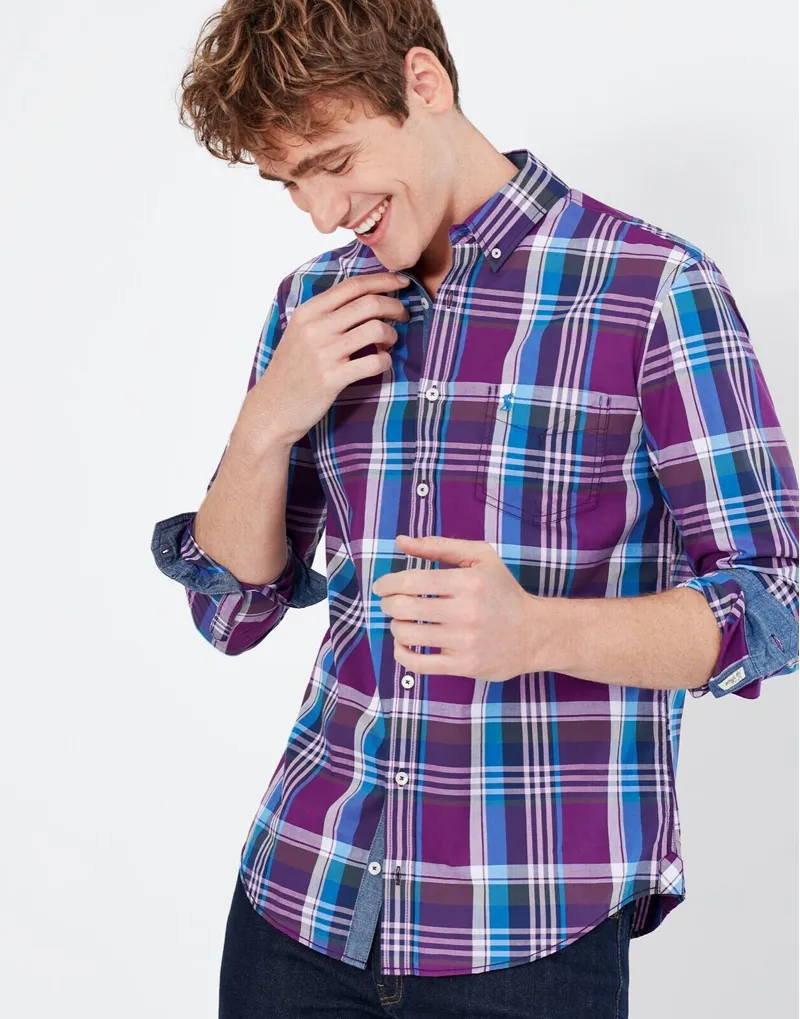 Joules Abbott Classic Purple Check Shirt-2